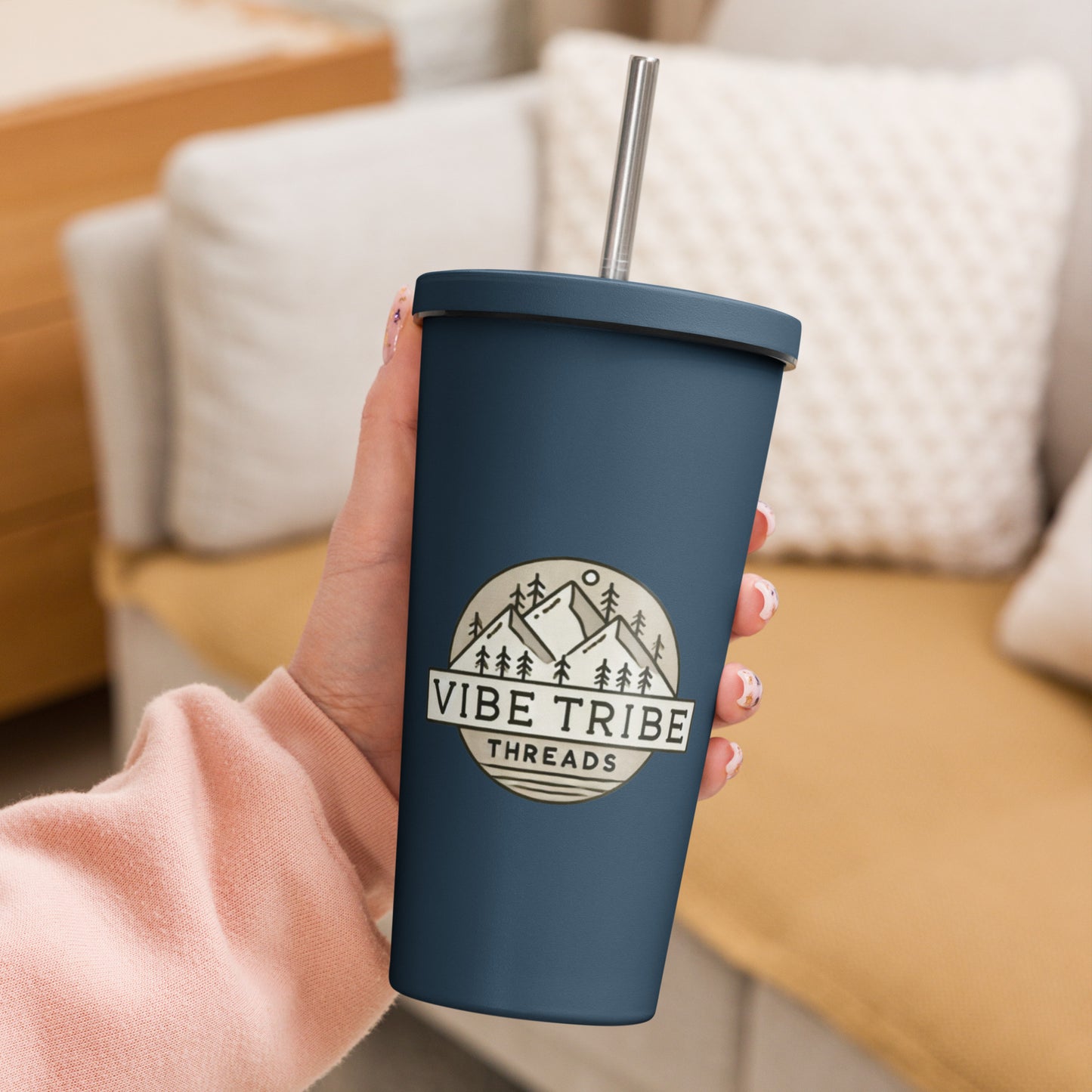 Branded Insulated tumbler with a straw