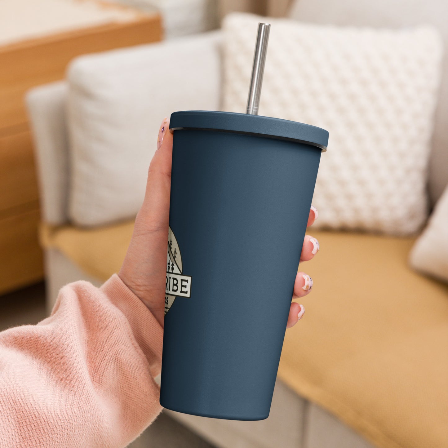 Branded Insulated tumbler with a straw