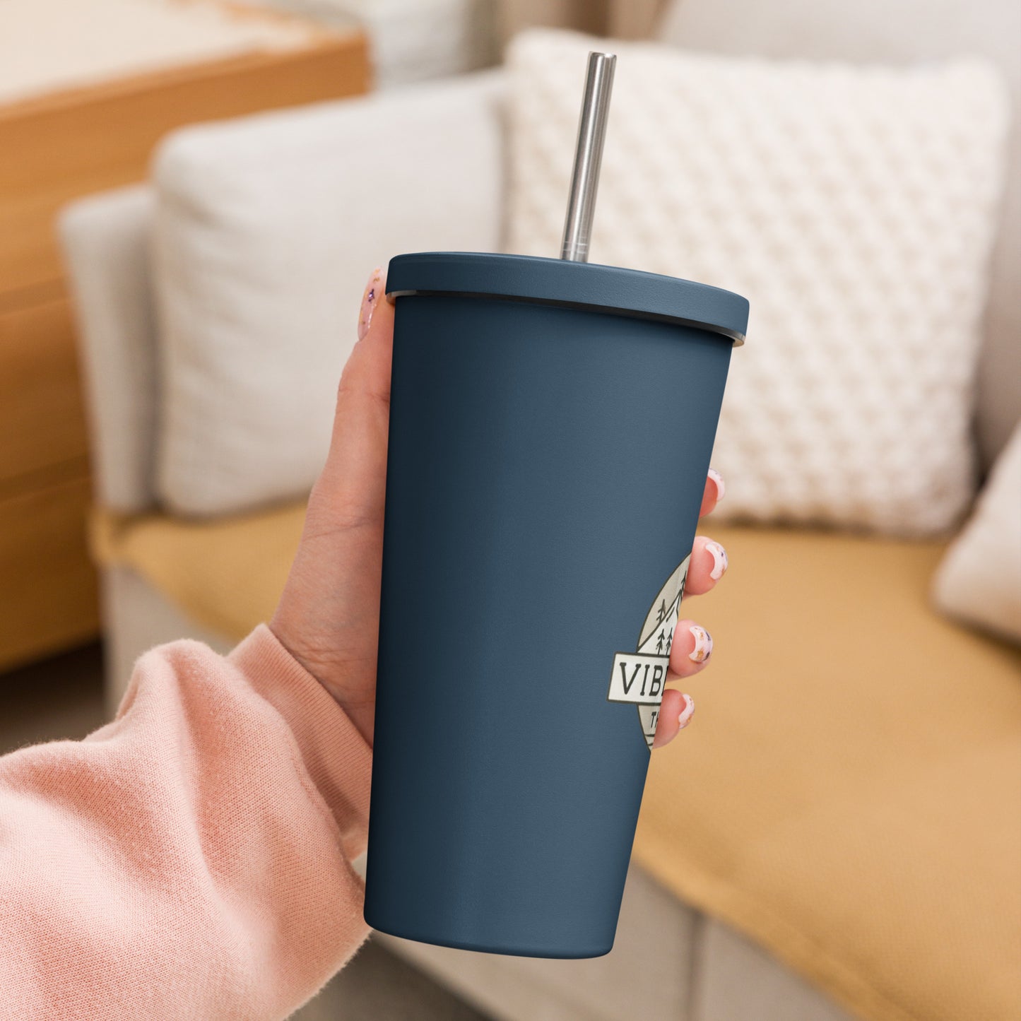 Branded Insulated tumbler with a straw