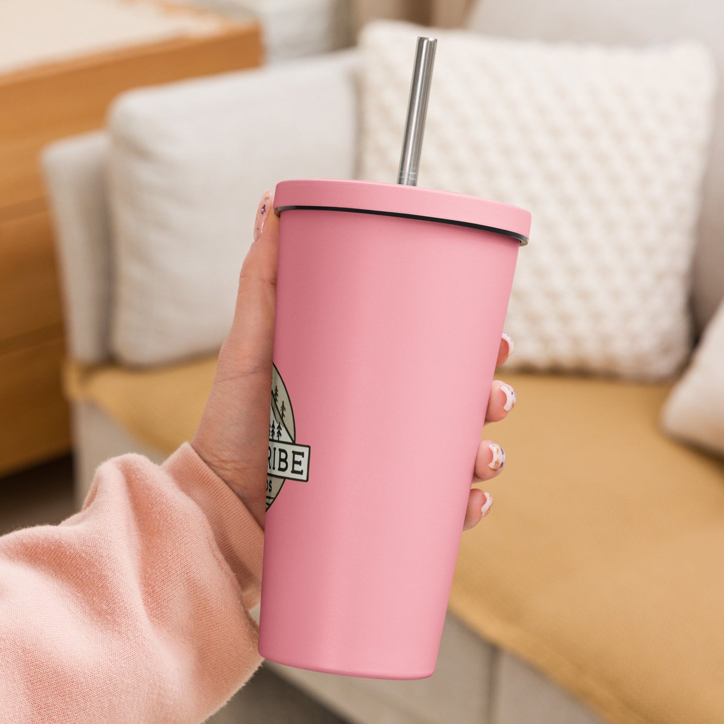 Branded Insulated tumbler with a straw