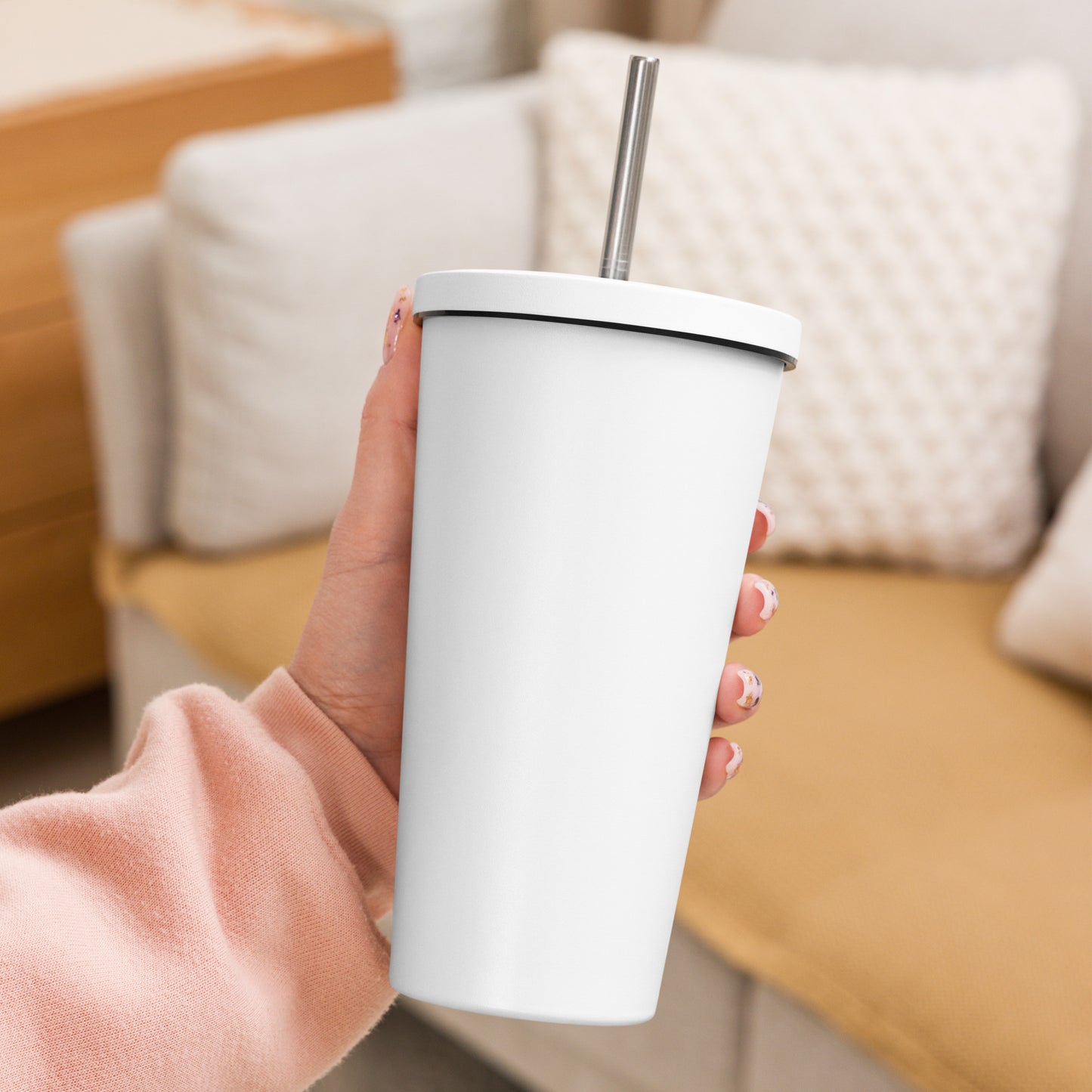 Branded Insulated tumbler with a straw