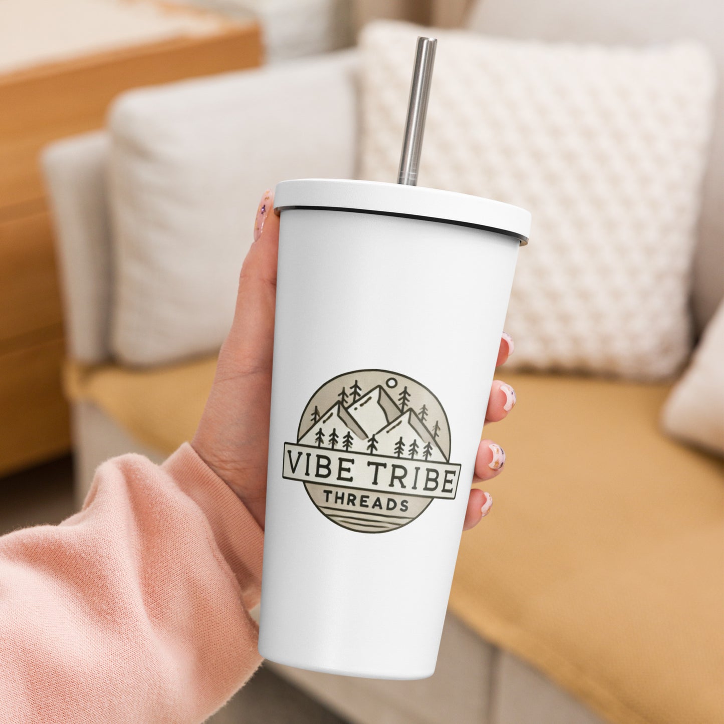 Branded Insulated tumbler with a straw