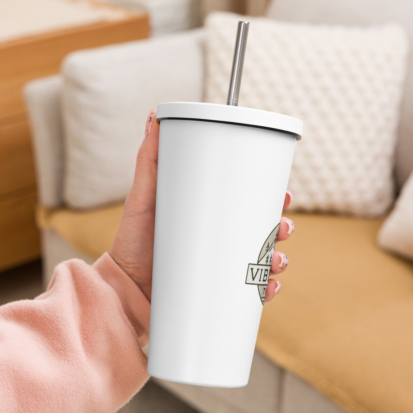 Branded Insulated tumbler with a straw